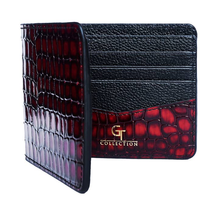 GT collection Jewelry - Wholesale Wallet - Men's - Men's Croc-Print Wallet - Red Genuine Leather