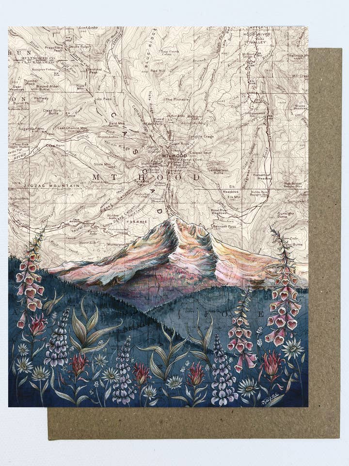 Mt Hood Lolo Pass Kunst-Notizkarte, blanko für den Großhandel von Final Switchback by Katie Jeanne Reim