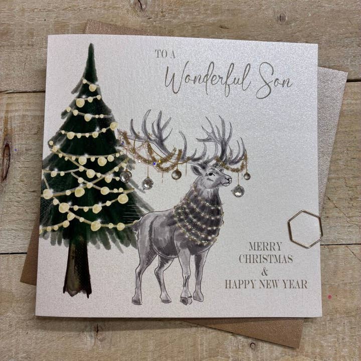 Son - Stag & Tree (C25-73) for wholesale by White Cotton Cards