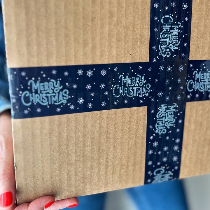 Shippy Tape - Wholesale Tape - Merry Christmas Snow Shipping Tape - Navy