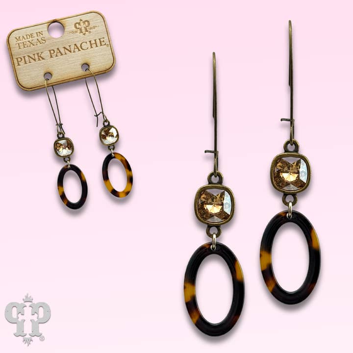 Schildkröten-Ohrstecker oval, österreichischer Kristall - LC für den Großhandel von Pink Panache Brands