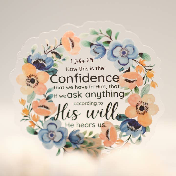 He Hears Us Floral Christian Clear Vinyl-Aufkleber, 7,6 cm für den Großhandel von Savannah and James Co