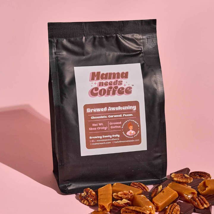 Brewed Awakening Ground Coffee – Medium Roast Fuel For Moms for wholesale by Mama Needs Coffee™