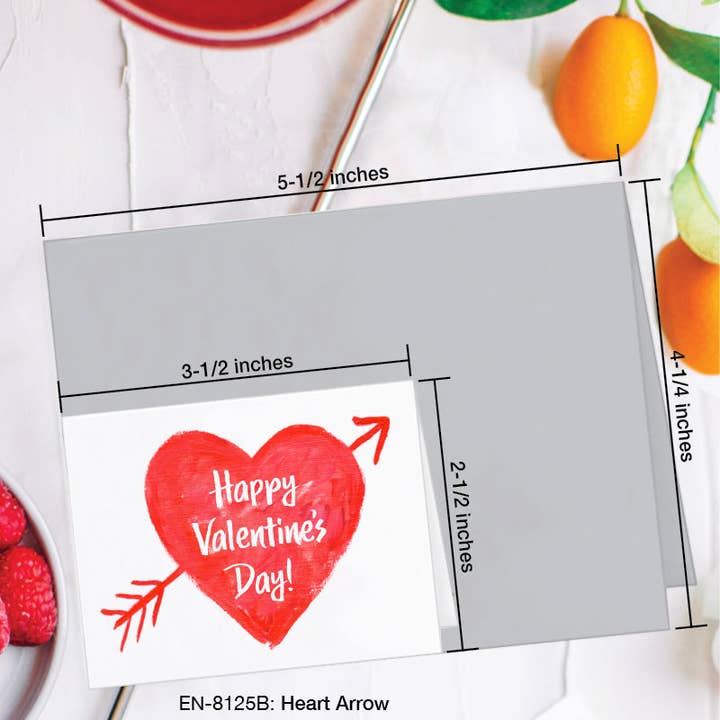 Printed Canvas - Wholesale Valentine's Day Card - Heart Arrow, Greeting Card (#8125B)1