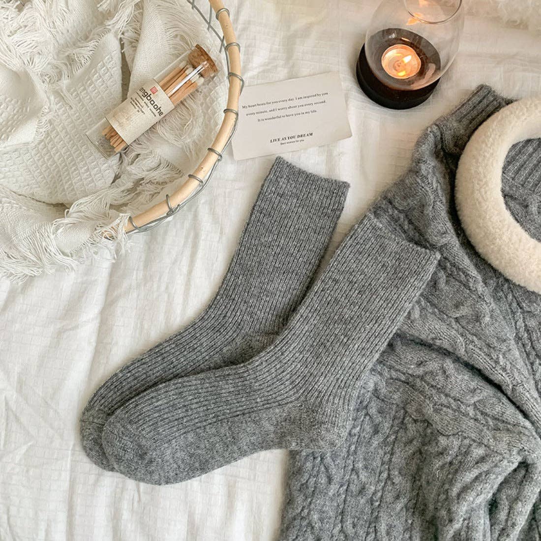 Funkyrel® Atzbranding Limited - Venta al por mayor Calcetines - Mujer - Rufia - Calcetines de Invierno Cálidos de Color Sólido9
