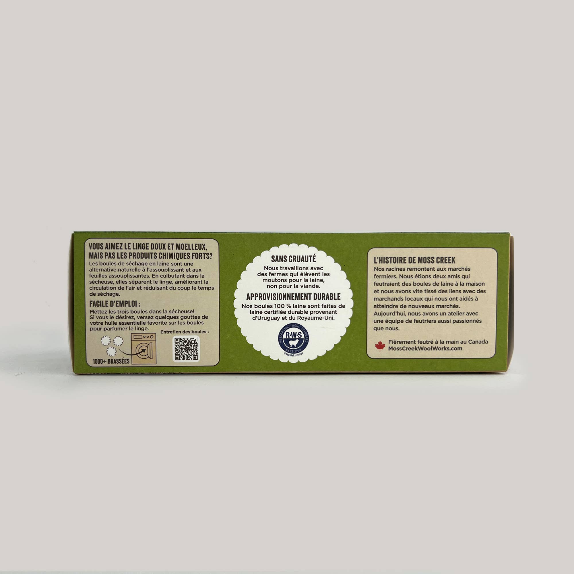 Moss Creek Wool Works | Wool Dryer Balls - Wholesale Dryer Balls - 100% Pure Wool Dryer Balls | 3-Pack Barn Box | White & gray5