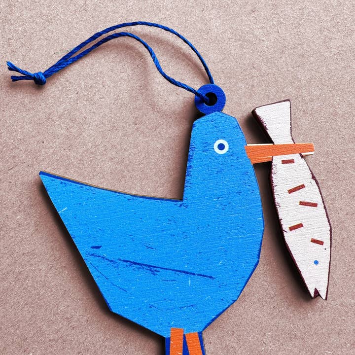 Wooden Ornament Seagull – Wholesale for wholesale by Kautzi Illustrations