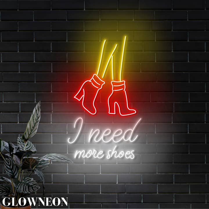 Glow Neon - Wholesale Neon Sign - I Need More Shoes Neon Sign, Women Shoe Store Led Wall Decor