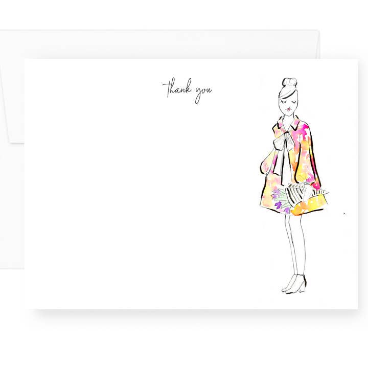 Thank You Note Card Stationery Set | Fashion Illustration for wholesale by Lacee Swan