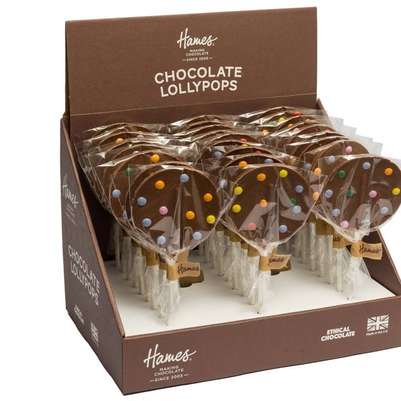 Hames Chocolates – wholesale Chocolate-covered sweets – UK ONLY Milk Lollipop Mini Candy Beans2