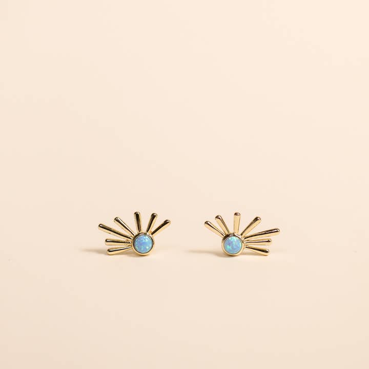 JaxKelly - Wholesale Stud/Post Earrings - Sun Ray - Fire Opal - Gold Earrings3