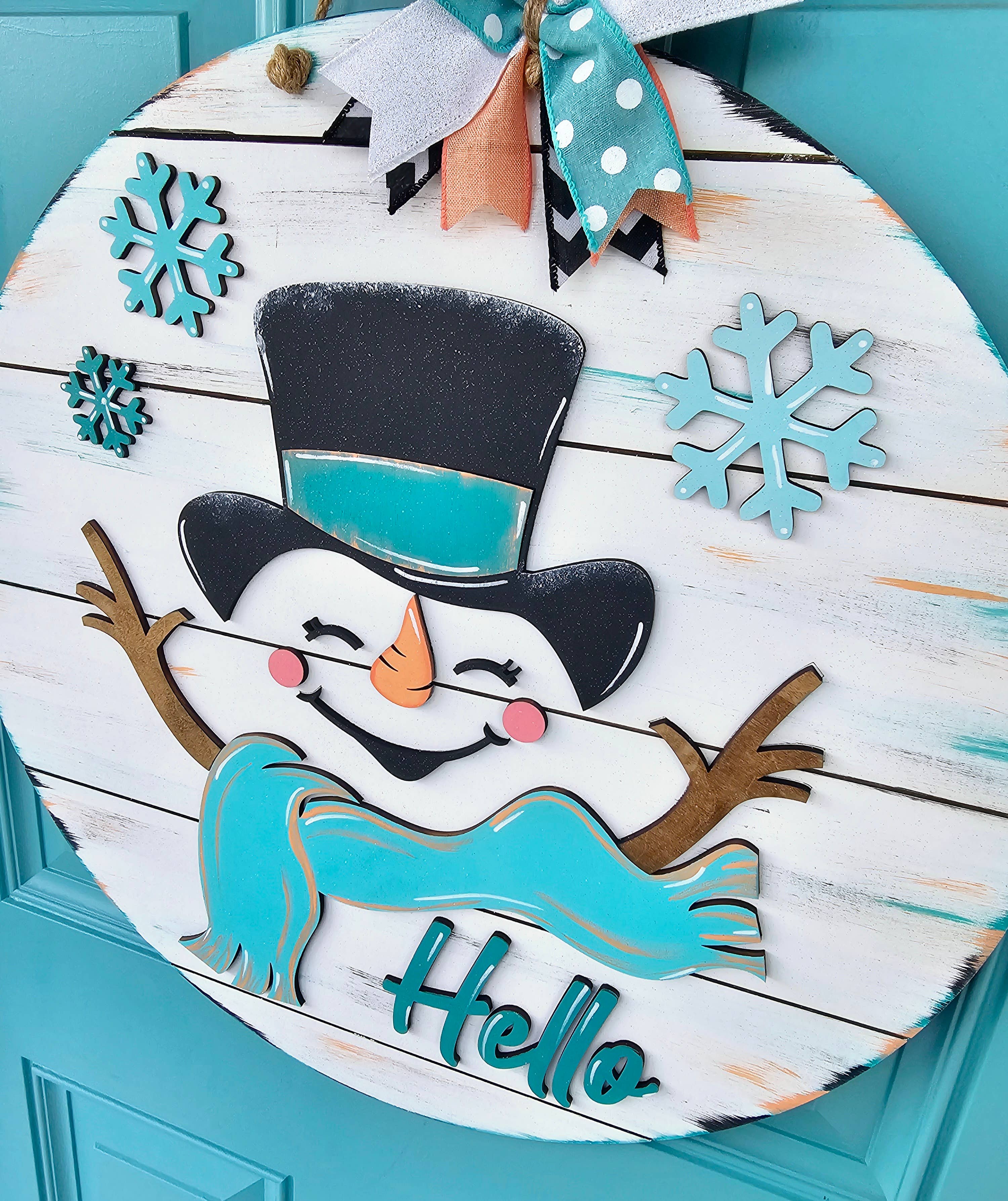 Teal Moon Creations - Wholesale DIY Craft Kit - DIY Hello Cheerful Snowman Door Hanger1