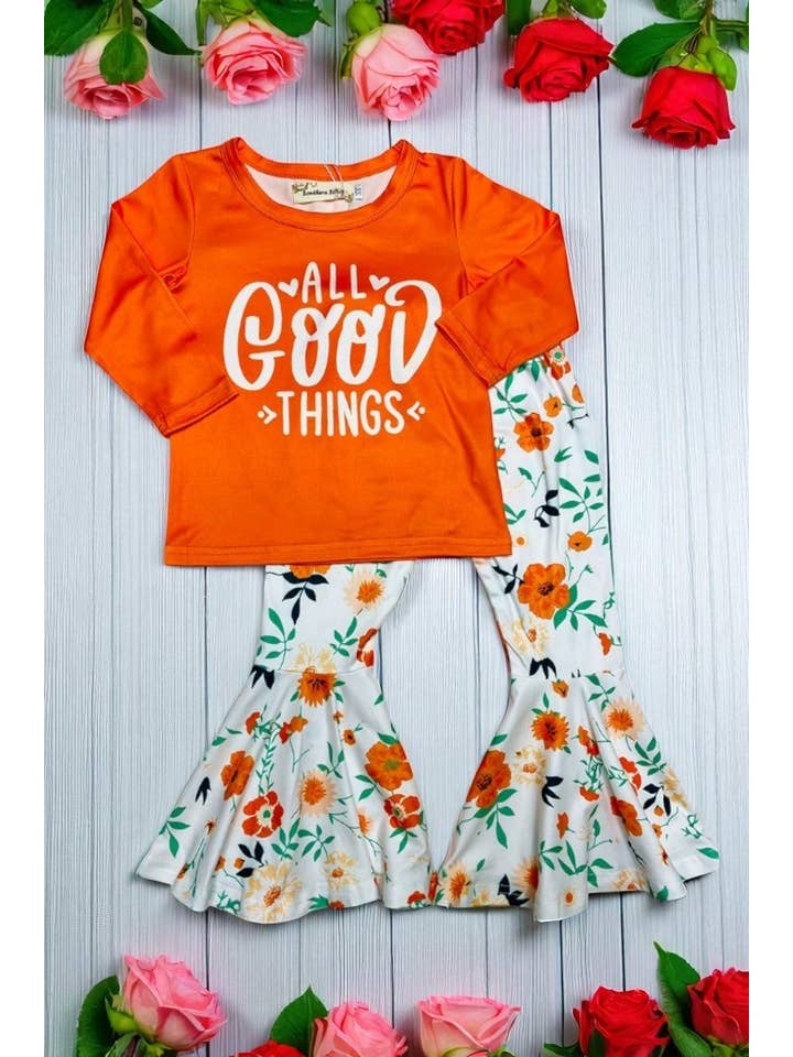 luluclothes - Wholesale Top & Pant Set - Kids - "ALL GOOD THINGS" top & floral pant girls sets XCH0015-12H1