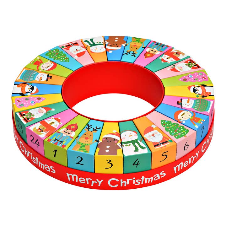 Advent calendar Christmas decoration made of paper/cardboard, colorful (W/H/D) 31x6x31cm for wholesale by Wurm