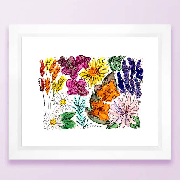 Floral State Karta Tryck - Wyoming för wholesale av Allison’s Illustrations