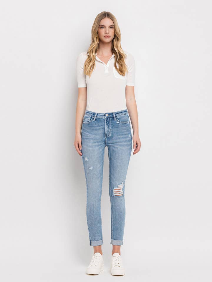 HIGH RISE ROLL UP SKINNY JEANS LV1378 for wholesale by Lovervet by VERVET