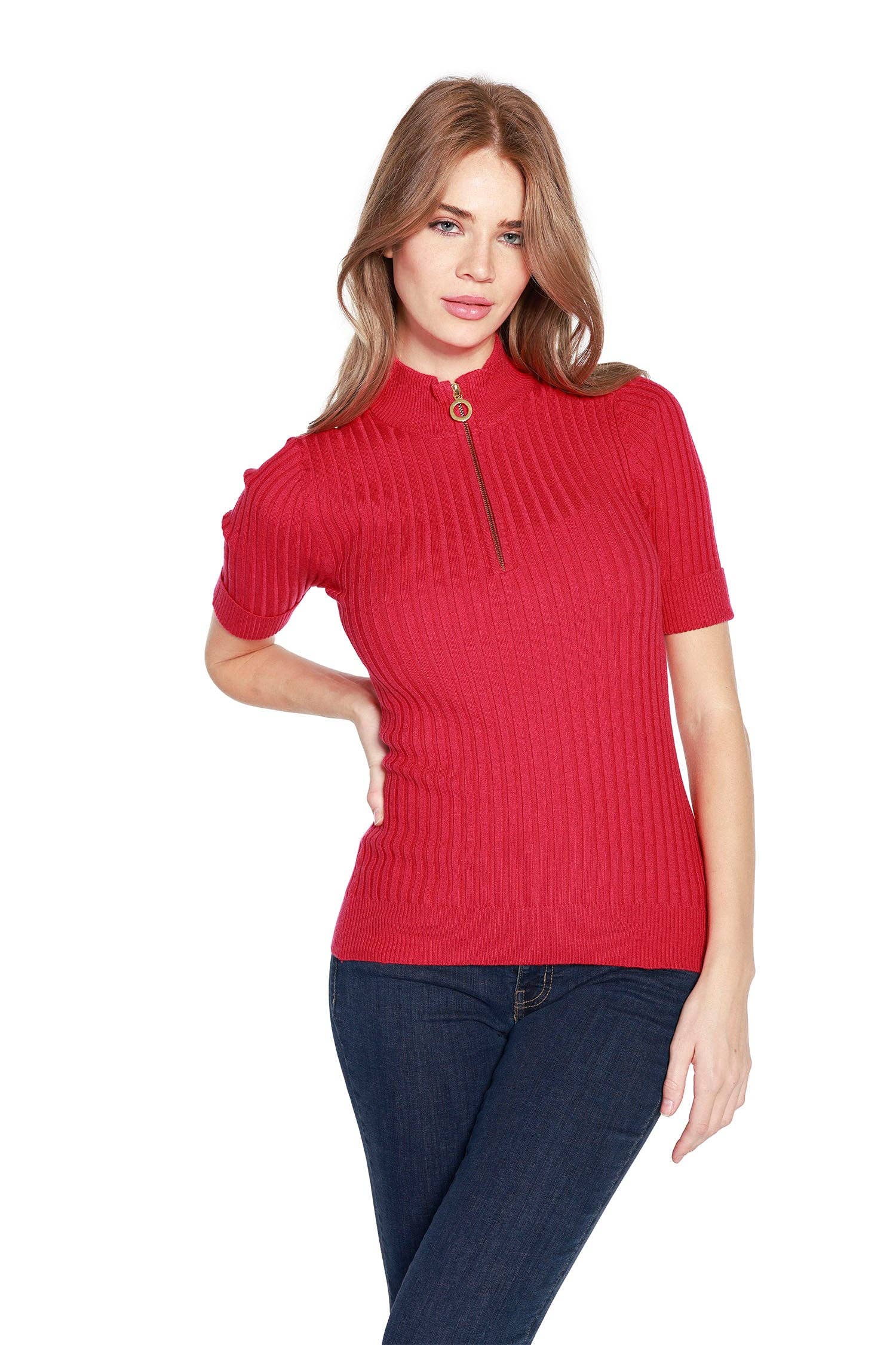 Belldini - Wholesale Knit Top - Women's - Women's Zipper Polo with Mock Collar19