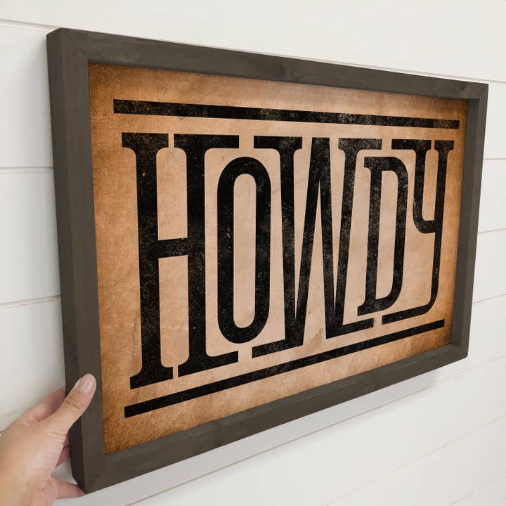 Hangout Home - Wholesale Sign - Howdy Typography - Western Word Canvas Art - Wood Framed Art3