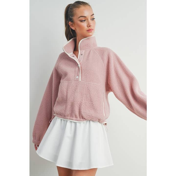 PARTE SUPERIOR FRONTAL COM BOTÃO DE LÃ por atacado de STYLE USA