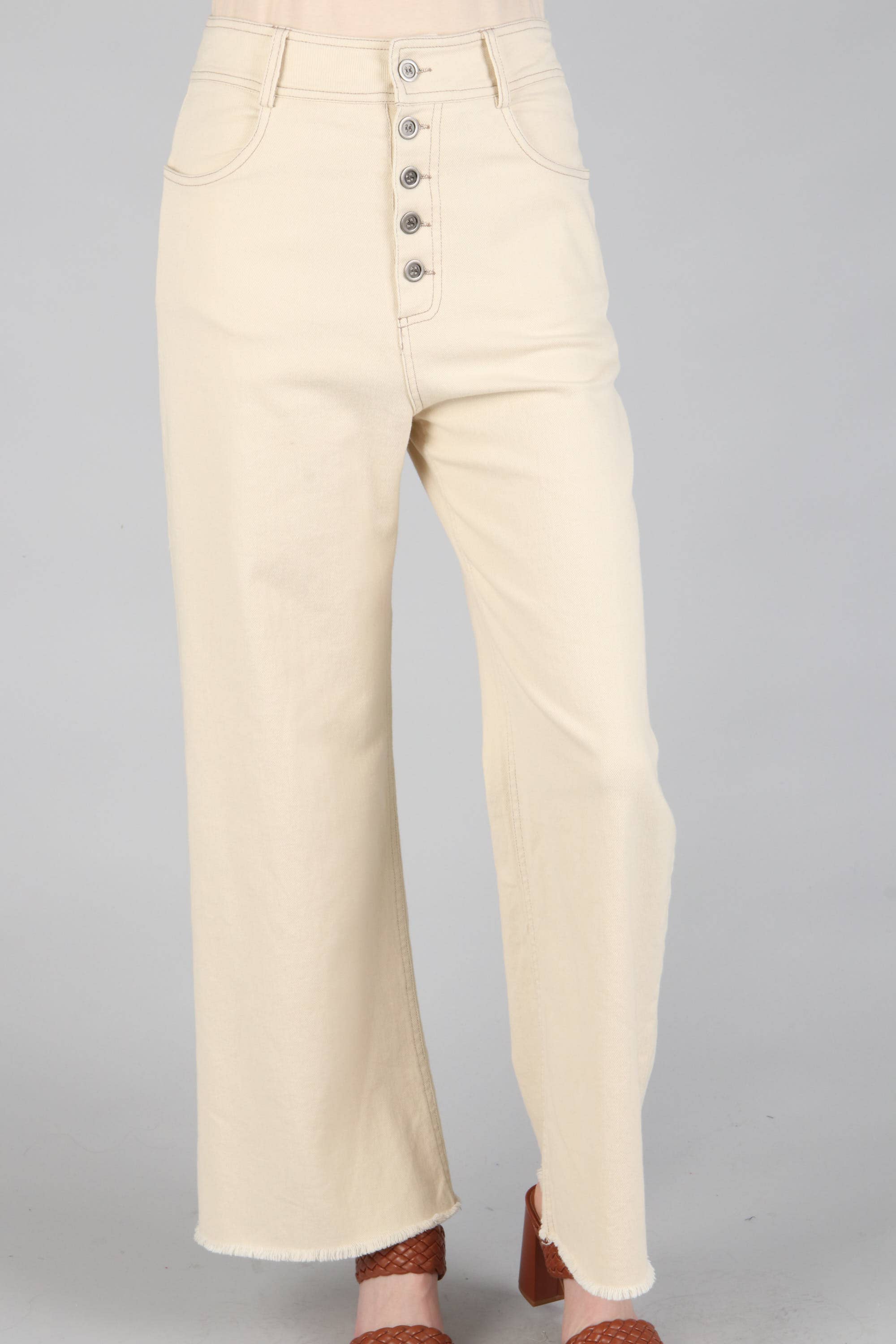 P.S Kate - Vente Pantalon – femme - [✨MEILLEURE VENTE] Pantalon boutonné uni très extensible P18659- PLUS8