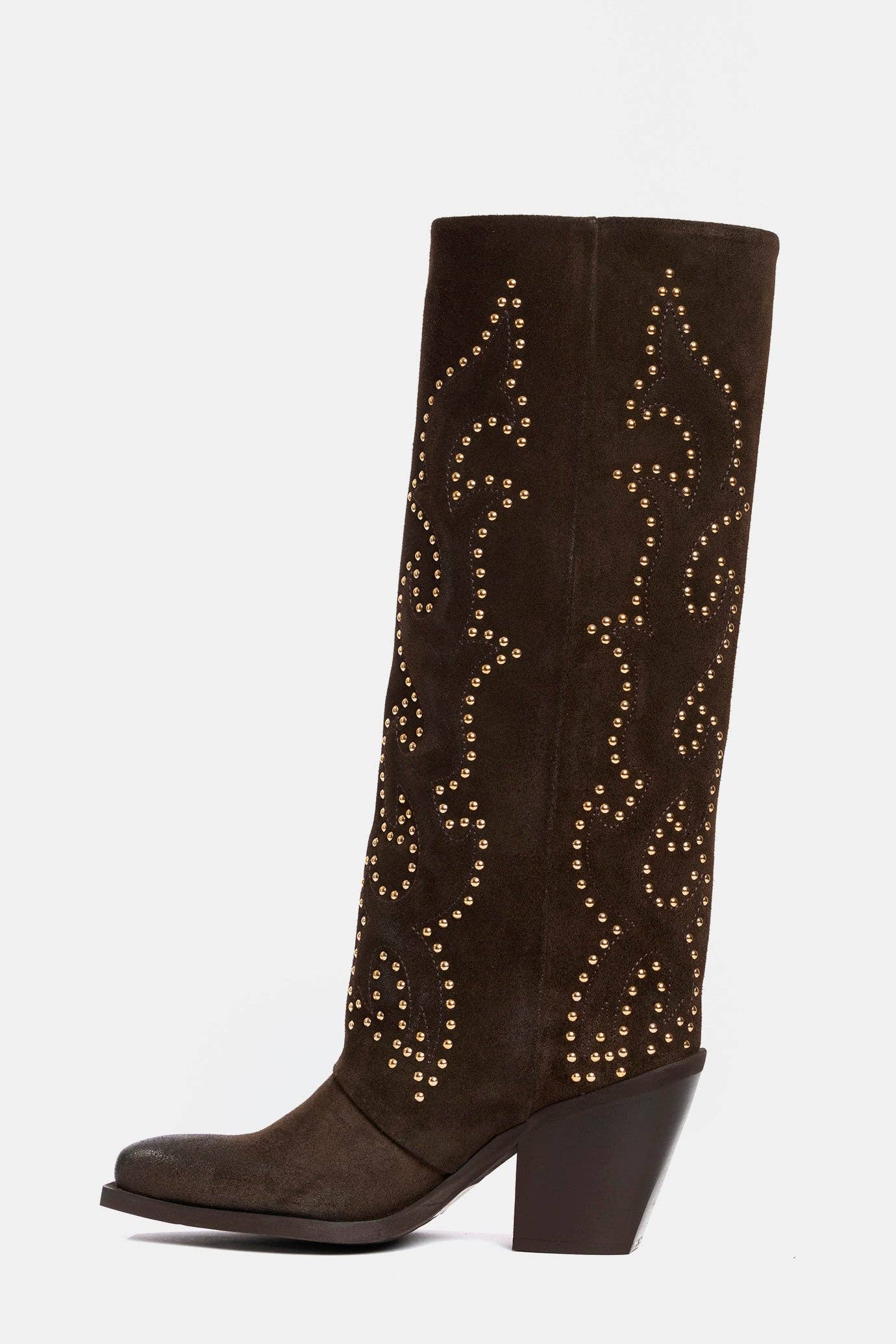 METISSE - Wholesale Boots - Women's - Dark brown suede cowboy boots XD10182