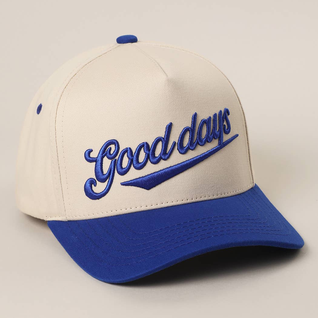 BLUE GOOD DAYS Embroidered  Canvas Two-Tone Trucker Hat for wholesale on Faire4
