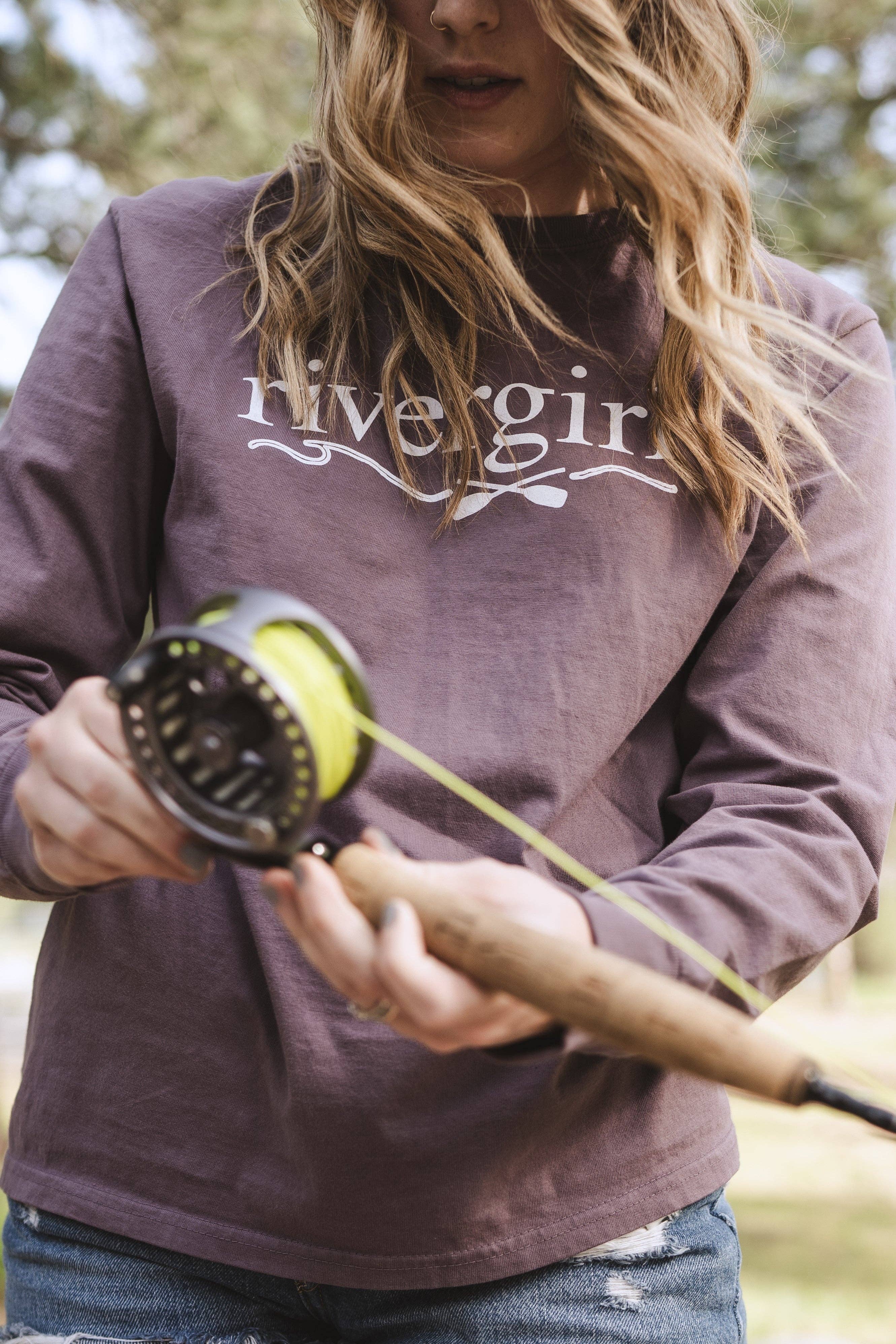 Rivergirl Logo Long Sleeve in Amethyst for wholesale on Faire2