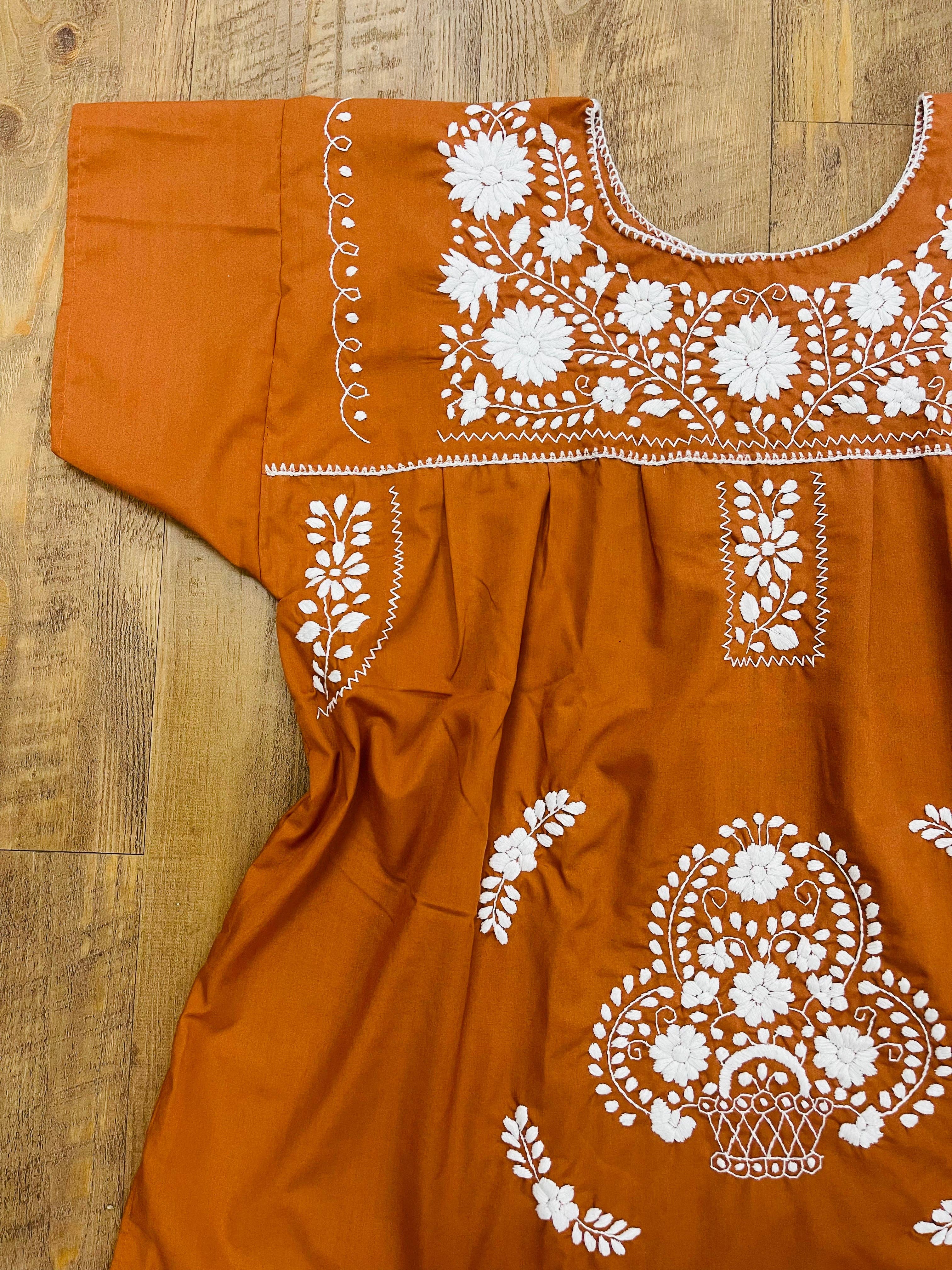 Burnt Orange Mexican Blouse Full Embroidered Texas Longhorns for wholesale on Faire12