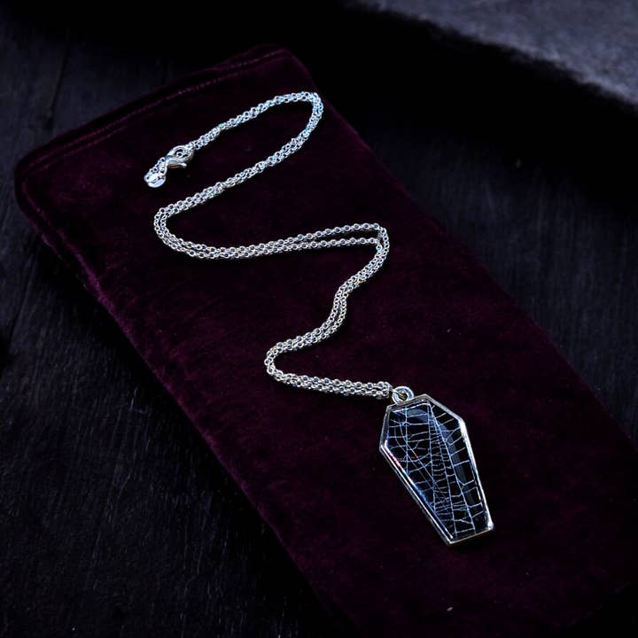 Hell Kitten RVA - Wholesale Pendant/Charm Necklace - Real Spiderweb Coffins Silver (Necklace)