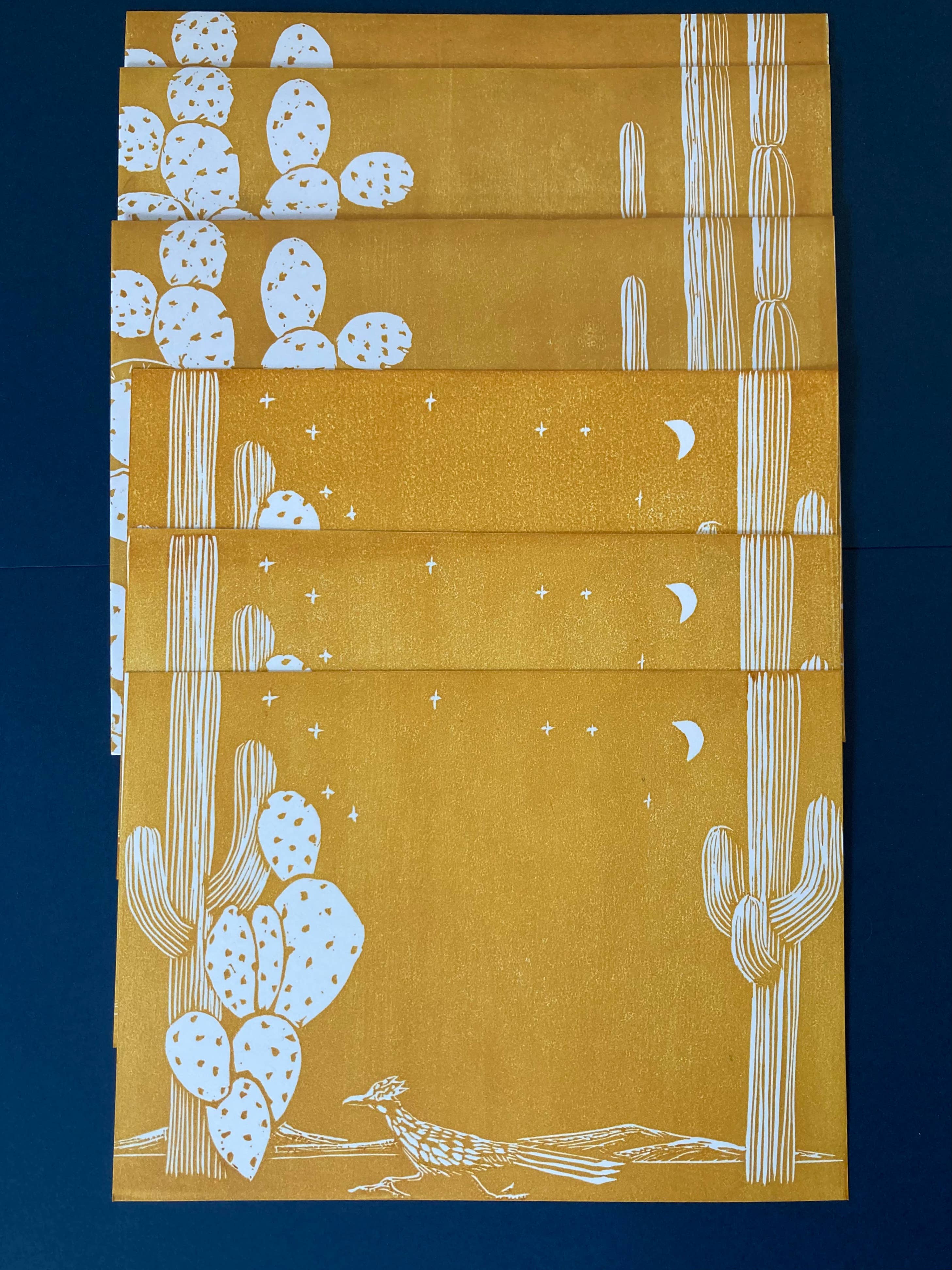 Kathie Studio - Wholesale Stationery/Notecard Set - Desert and Roadrunner Postcard Stationery Set of 32