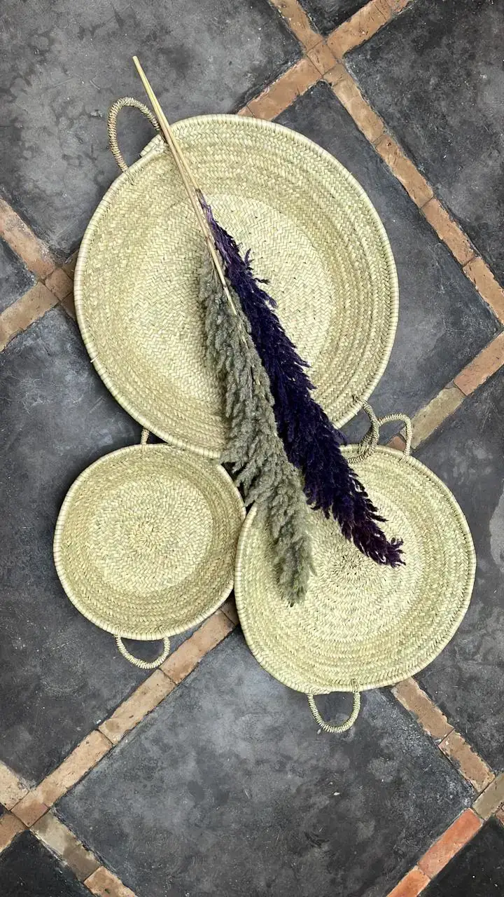 Melecraft – wholesale Decorative tray – Palm Leaf Trays - Moroccan Handmade Wicker Basket21