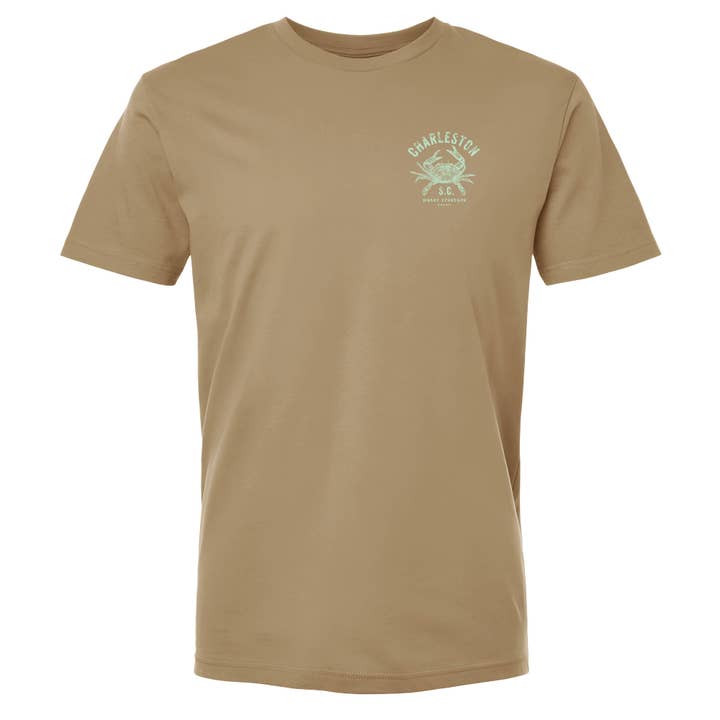 Charleston Apparel - Wholesale Screen Printed T-Shirt - Unisex - Customizable Blue Crab Etching - our original artist drawing