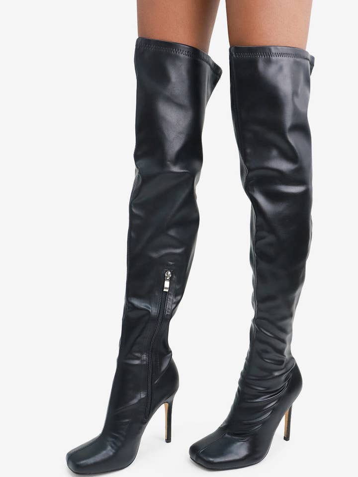 Lemonade Shoes - Vente Bottes – femme - CE LUMIÈRE - Botte à Talon Aiguille Haute Cuisse avec Fermeture Éclair Intérieure
