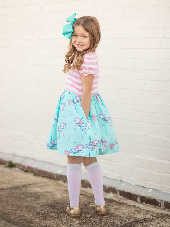 Posh Pickle - Wholesale Dress - Kids - Carousel Short Sleeved Swing Dress7