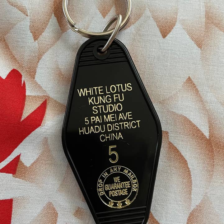 Motel Key Fob - White Lotus Kung Fu (Kill Bill) for wholesale by The 3 Sisters Design Co.
