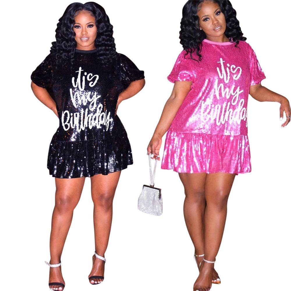 MB Fashion Wholesale - Wholesale Dress - Women's - MB FASHION SEQUIN PRINTED BIRTHDAY MINI DRESS 0541LY6