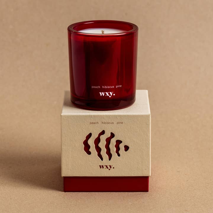 Roam mini. - 5.2oz candle - peach. hibiscus. pine. for wholesale by wxy.