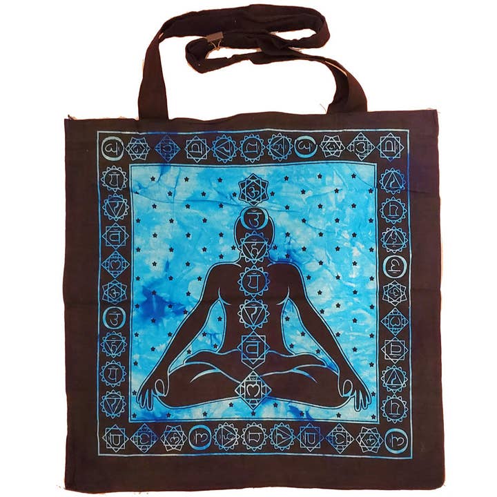 Wild Lotus – Großhandel Tragetasche – Damen – Seven Chakras Avatar Meditations-Canvas-Shopper mit Batikdruck3