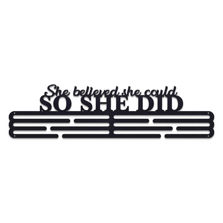 United Medals - Wholesale Wall Accent - Medal hanger SHE BELIEVED SHE COULD V2 - Matte Black - Large