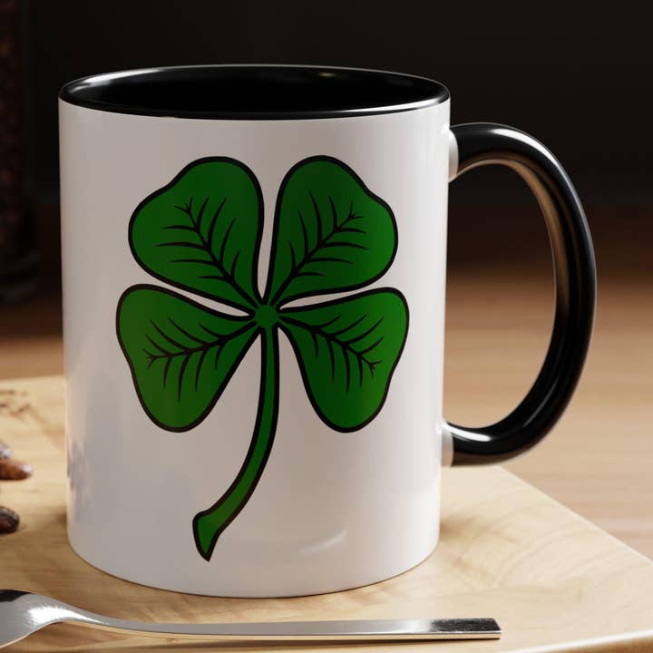 4 Bladige Klaver Accent Koffiemok, Geluksbrenger Mok, Ierse Mok voor wholesale door Tevatino