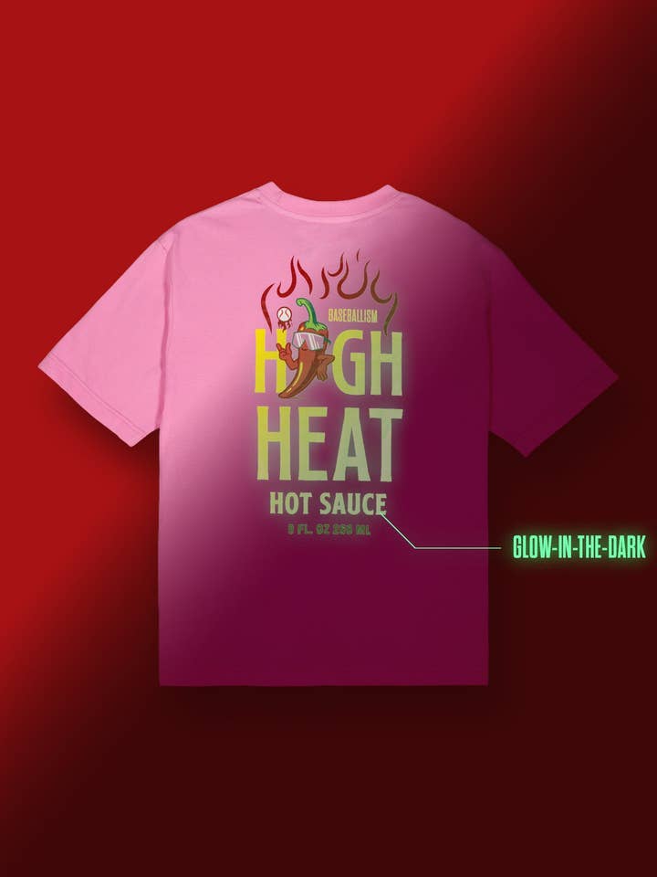 Hög Värme Het Sås Glow in the Dark T-shirt (Rosa) - Ungdom för wholesale av Baseballism