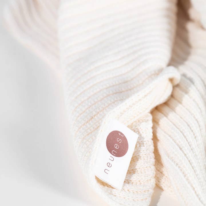 Neunest - Wholesale Throw Blanket - Neunest Knitted Organic Cotton Throw – Ecru2