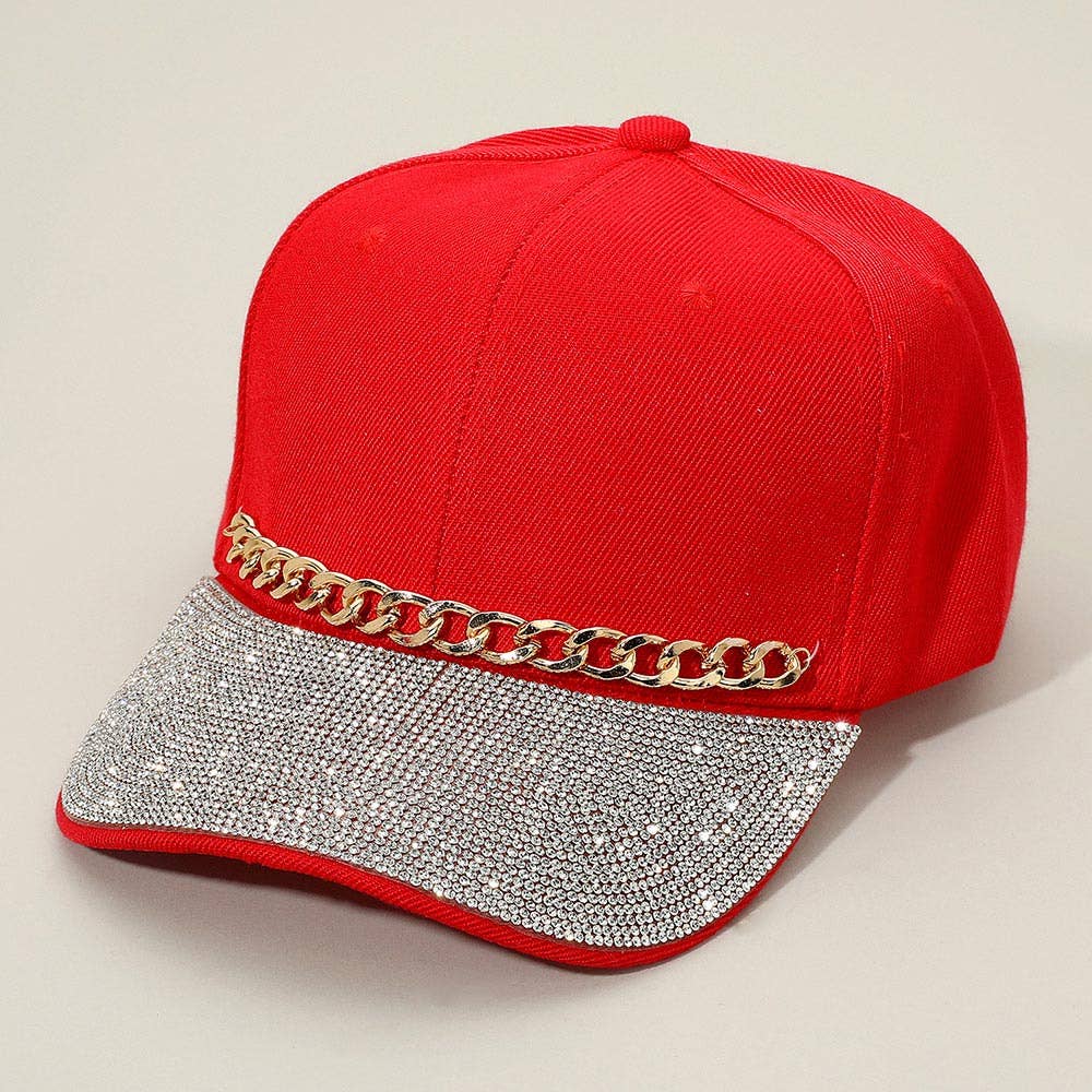 Sensibling Corp. - Wholesale Baseball Cap - Women's - Chain Detail Bling Studded Brim Baseball Cap4
