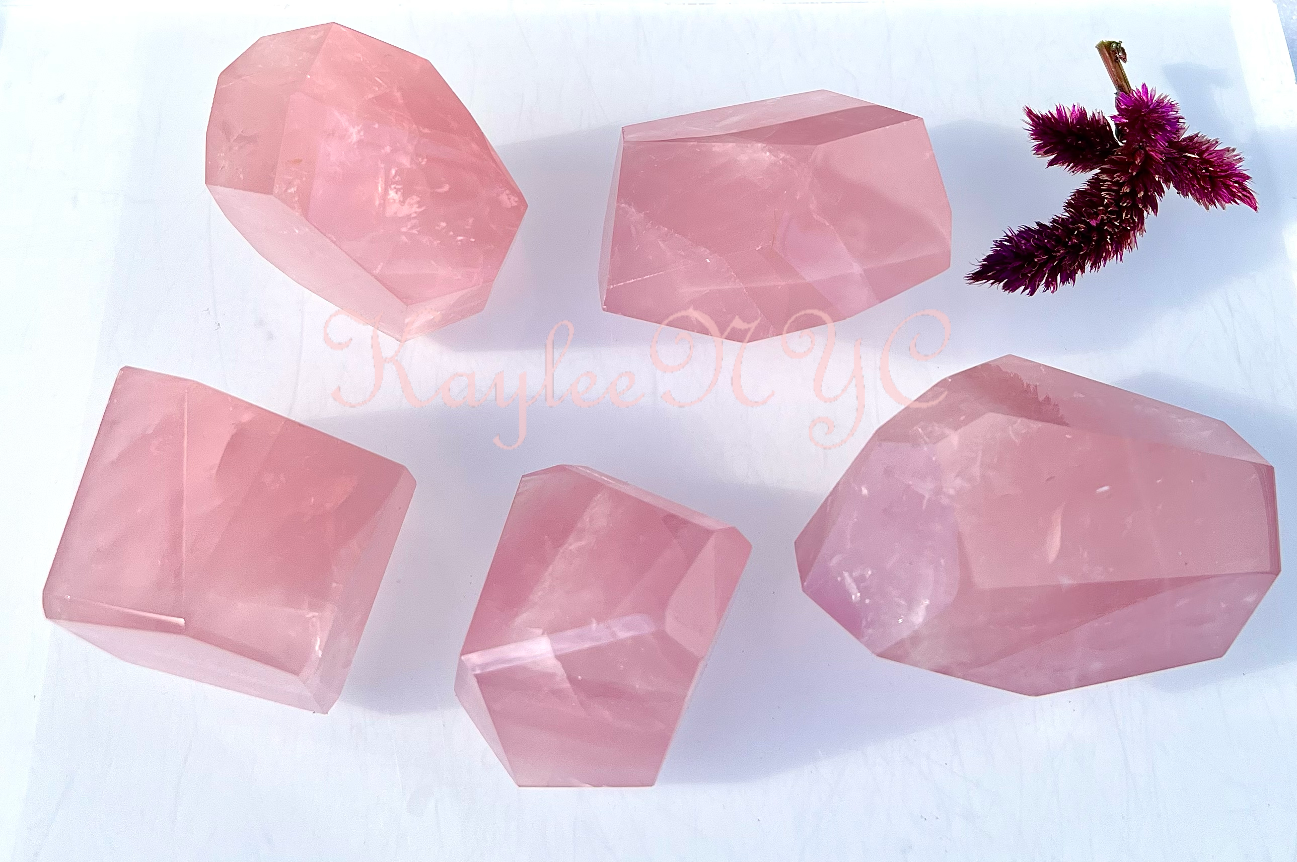 KayleeNYC – wholesale Andlig sten/kristall – 2 lbs naturlig rosenkvarts kristall polerad friform1