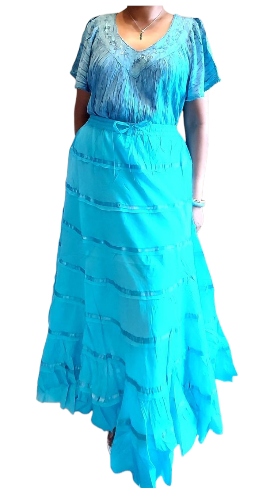 India Batik - Wholesale Skirt - Women's - Long Tiered Cootton Skirt6