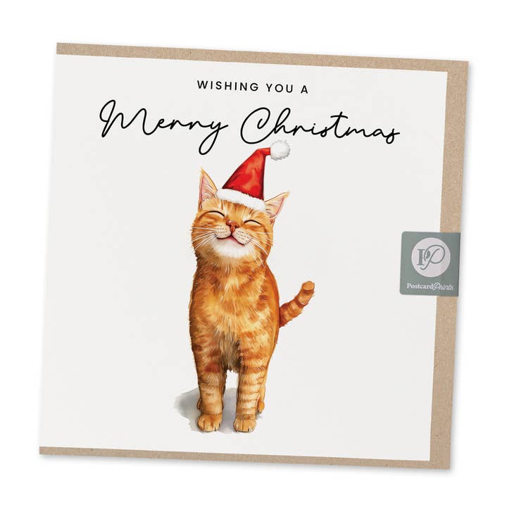 Eco-Friendly Ginger Cat Christmas Card for wholesale by Postcard Prints