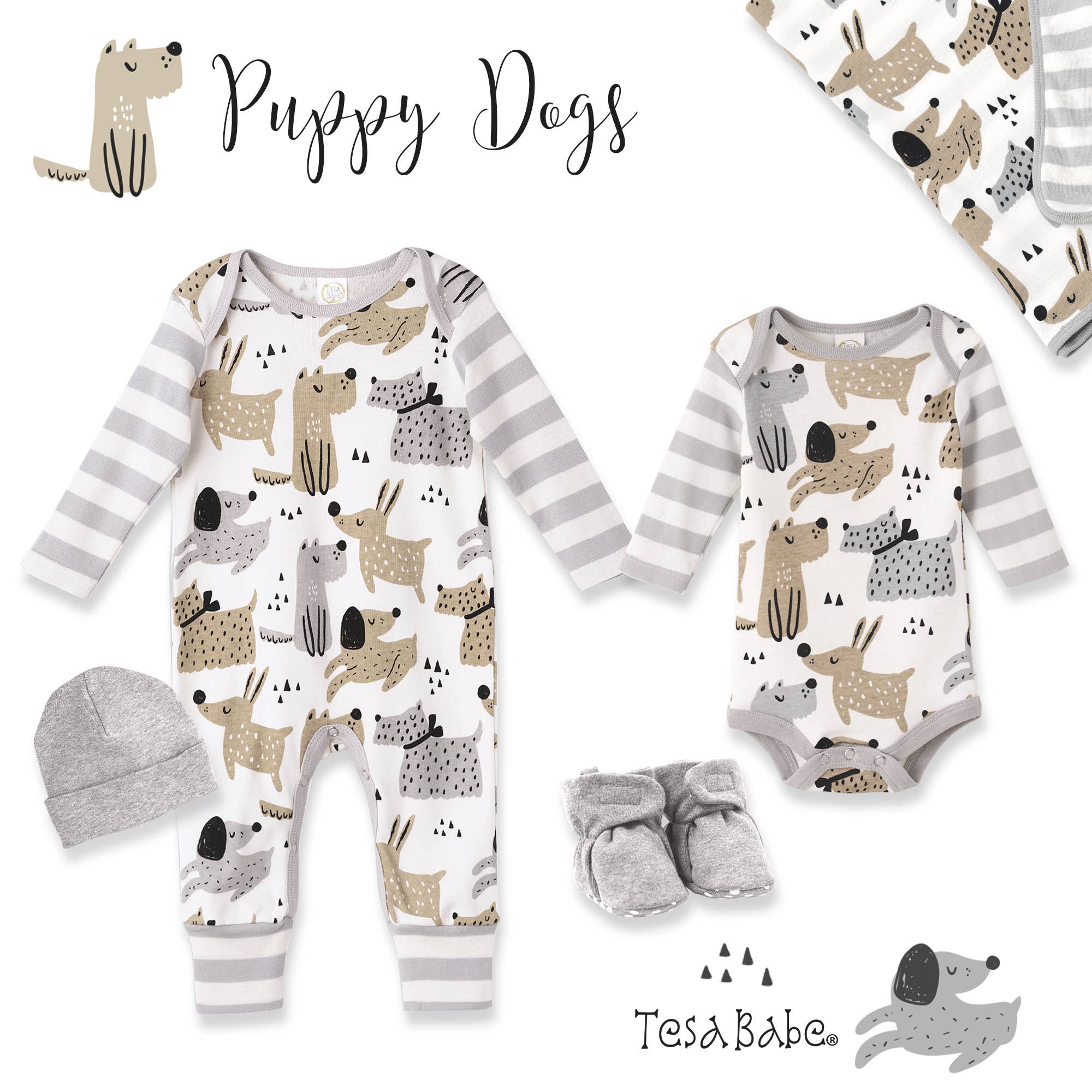 Tesa Babe - Wholesale Jumpsuit - Baby - Baby Boy Puppy Dogs Cotton Romper1