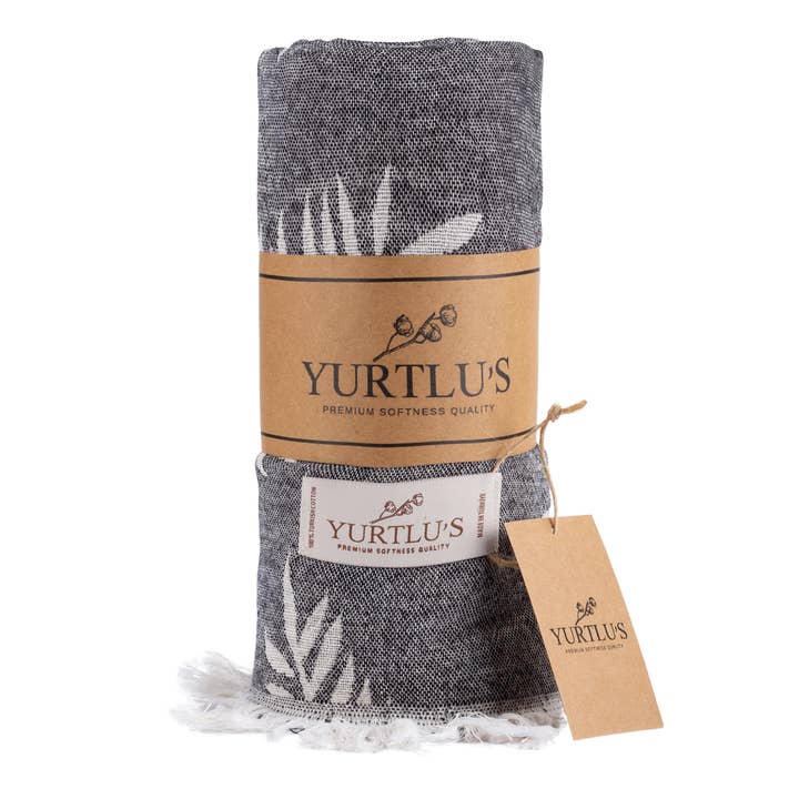 YURTLUS - Wholesale Beach towel - YURTLU'S Harmony Series 38"x72" Turkish Towel Highly Absorbent Pre-Washed - Black