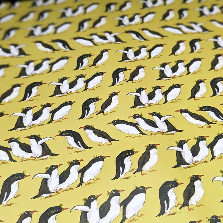 Hes Designs - Wholesale Flat Wrap - Macaroni penguin gift wrap, funny penguin wrapping paper1