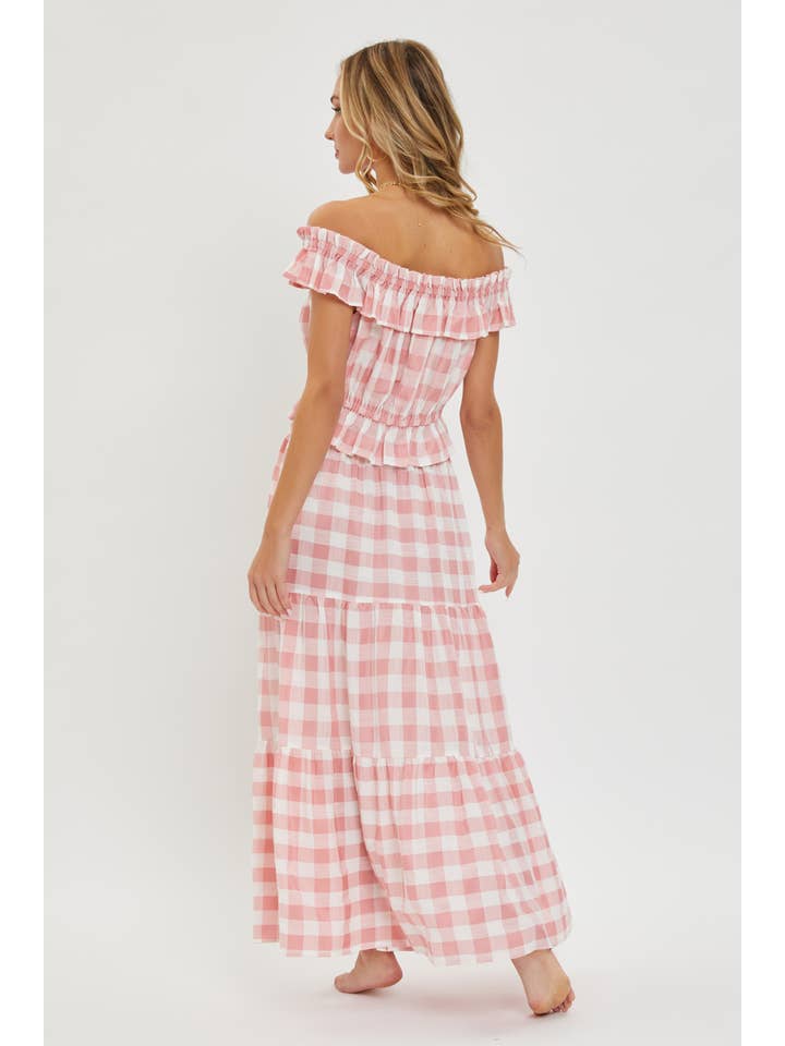 Sweet Lovely by Jen - Wholesale Skirt - Women's - GINGHAM TIERED MAXI SKIRT W/ POCKETS